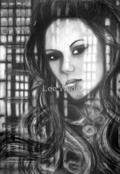 Contemporary Realism in Portraiture. A graphite drawing of a young woman looking out of a high-rise window.