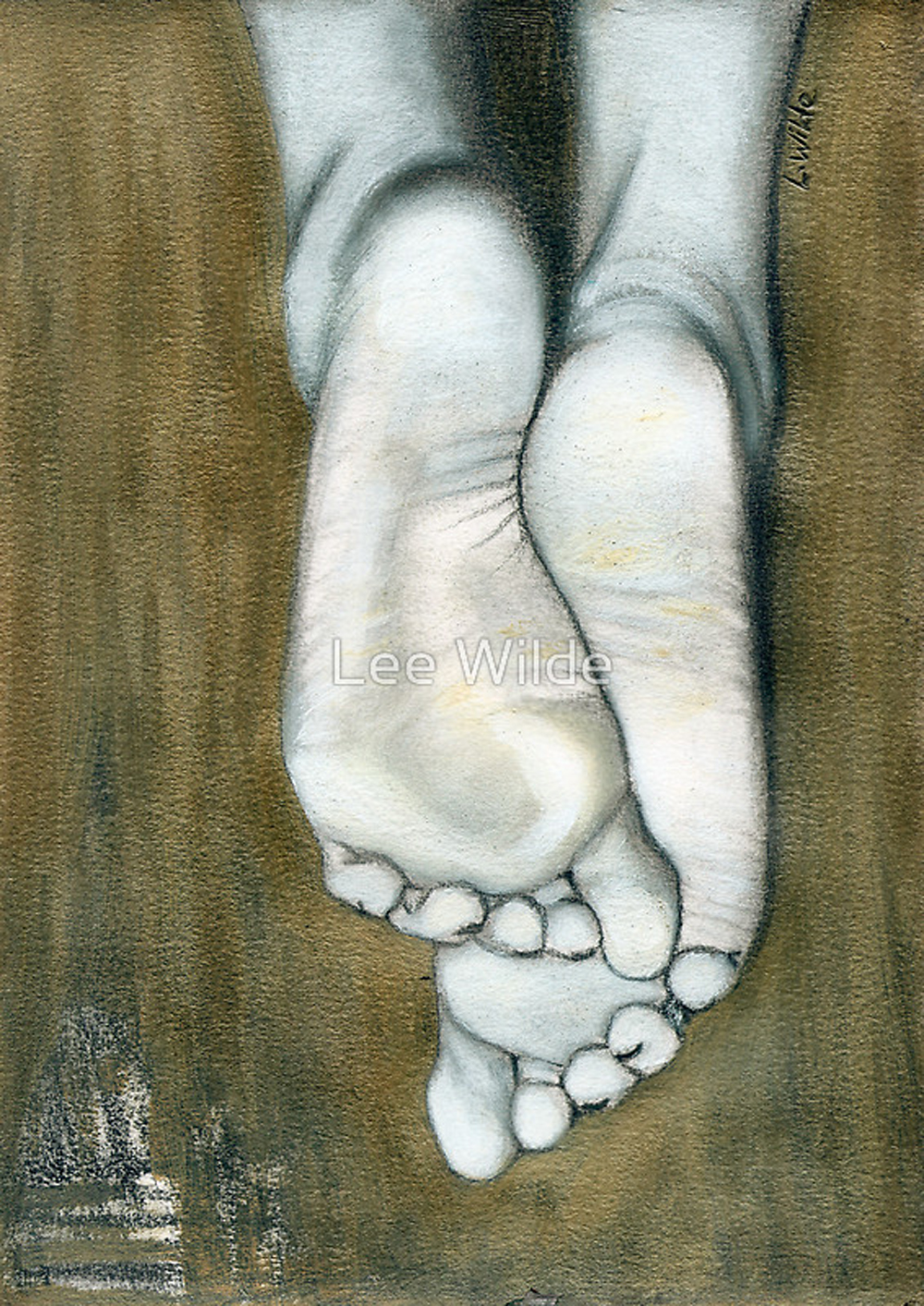 Drawing of the undersides of two female feet