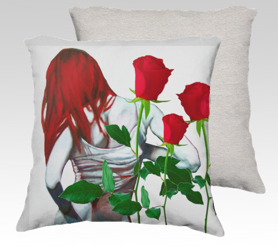 Mia painting printed on a cushion. Soft cubism for home decor