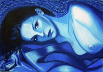 Emotive Artistic Nude - soft-pastels drawing of beautiful nude woman by Australian Artist Lee Wilde.