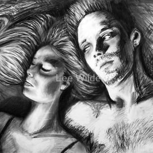 Emotional Realism Charcoal Drawing - Broken Strings