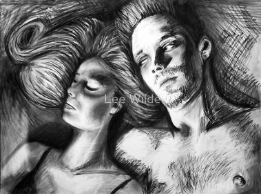 Soft-Cubism Charcoal Drawing - Broken Strings