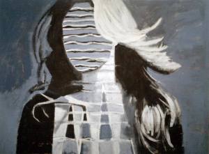 figurative abstraction fine art canvas print titled ‘I Saw the Sines’; explores sine ratio in a right triangle through emotional geometry.