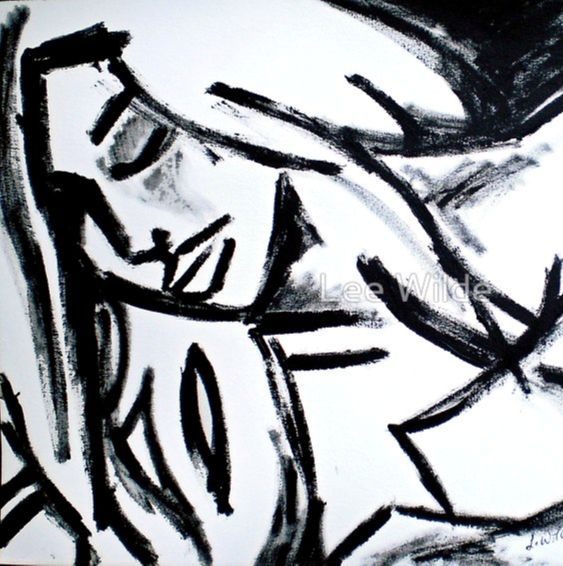 Figurative wall art, expressive drybrush painting ‘Sansara’; abstract black brushwork evokes emotional and spiritual transformation.