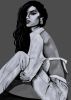 Charcoal fashion portrait of woman titled “Sierra” by Lee Wilde, rendered in monochromatic tones