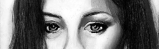 Emotional Realism in Art. Charcoal portrait of a sad, beautiful young woman on the verge of tears.