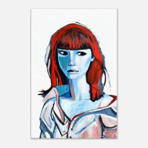 Drybrush Sketch - Woman in White Shirt - Giclee Print