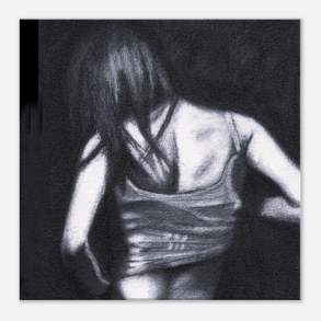 Atmospheric Graphite Drawing - Mia en Noir- Giclee Print