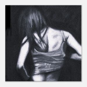 Atmospheric Graphite Drawing - Mia en Noir- Giclee Print