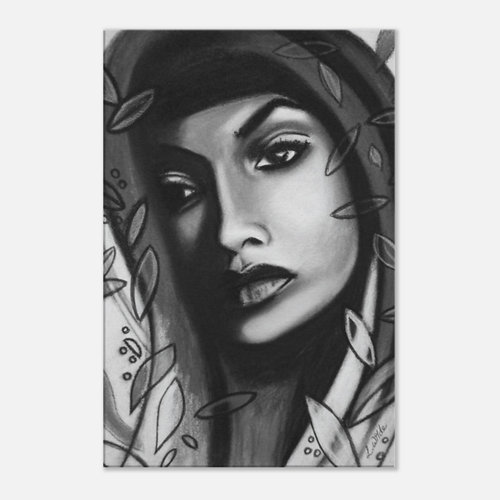 Beautiful Charcoal Portrait - Gita - Giclee Print