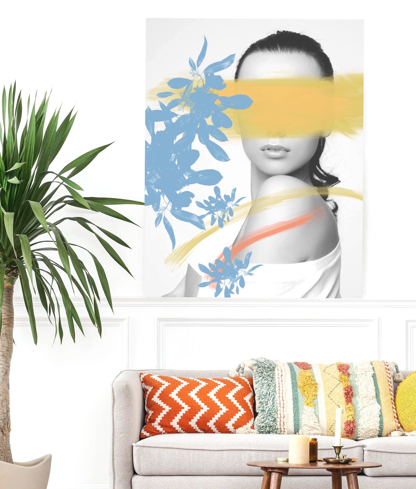 Photograph of young woman hand embellished with acrylic paing