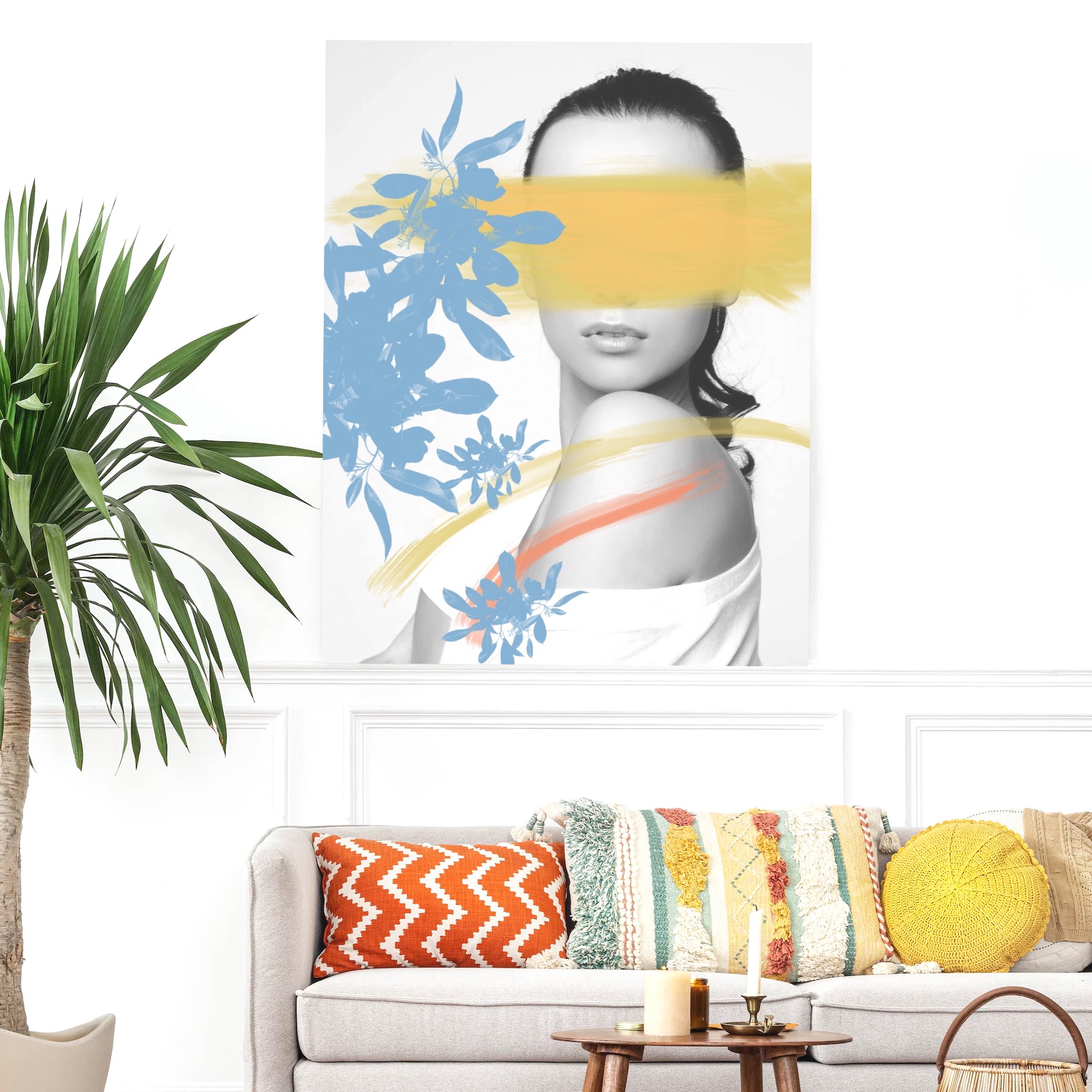 Photograph of young woman hand embellished with acrylic paing