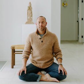 Curator Joshua Smith meditating