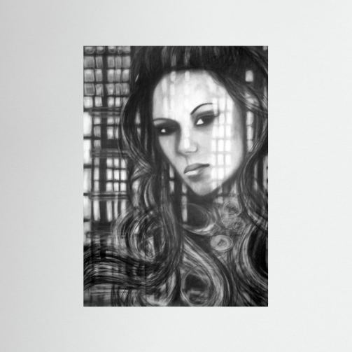 Contemporary Charcoal Portrait - Ashlyn - Giclee Print