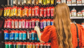 Young woman in an art supplies store